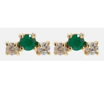 Ohrringe Dainty Emerald Goddess aus 14kt Gelbgold mit Diamanten und Smaragden