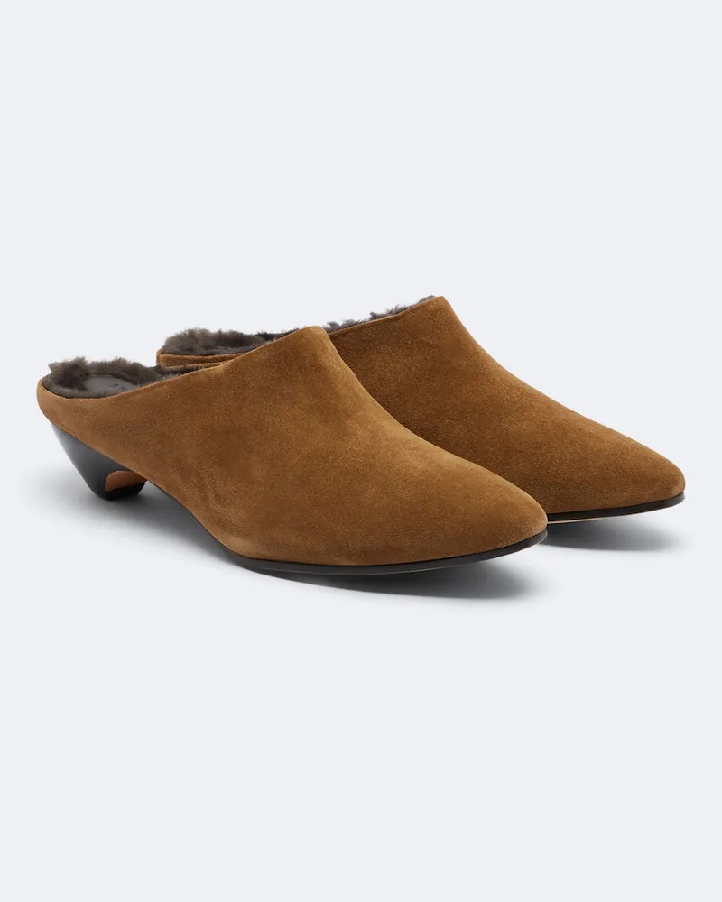 Le Monde Béryl Le Monde Béryl Mules Allegra aus Veloursleder mit Shearling Braun