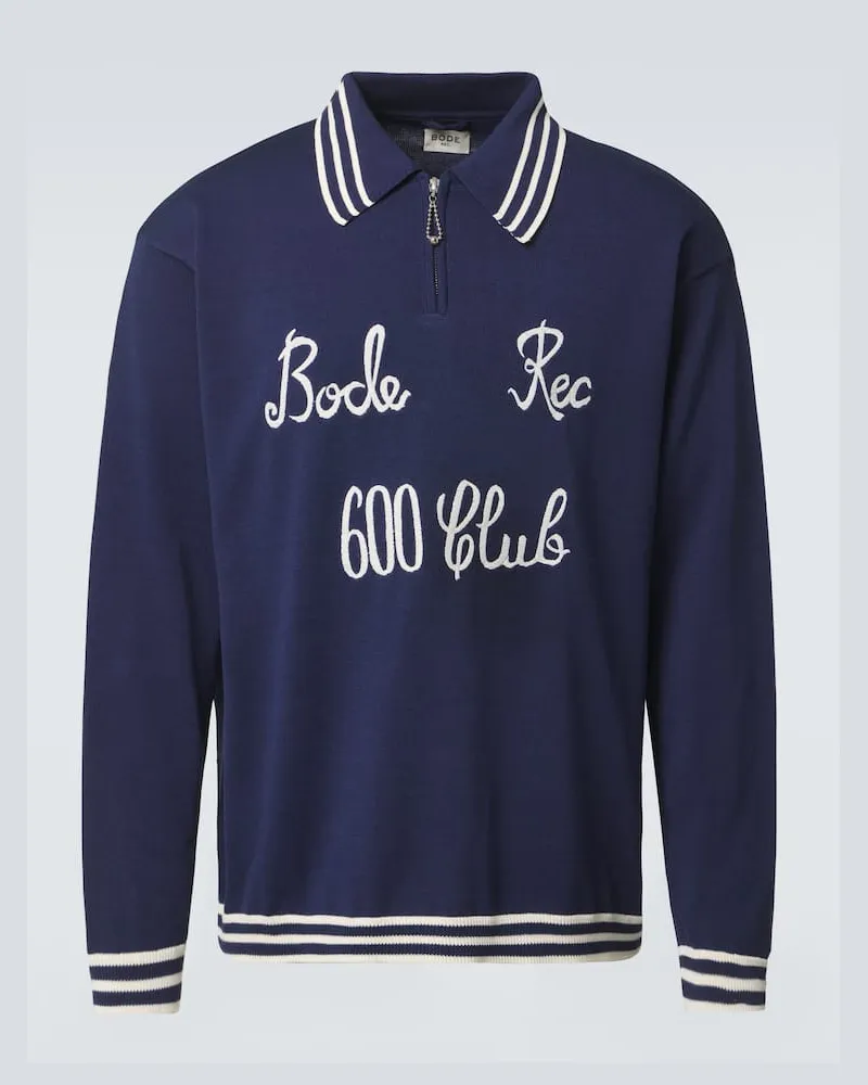 BODE Bestickter Polopullover Club aus Baumwolle Blau