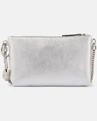 Jimmy Choo Clutch Callie Mini aus Metallic-Leder Silber