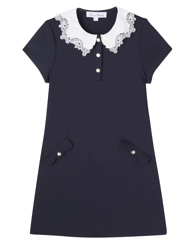 Tartine et Chocolat Kleid aus Baumwolle mit Spitze Blau