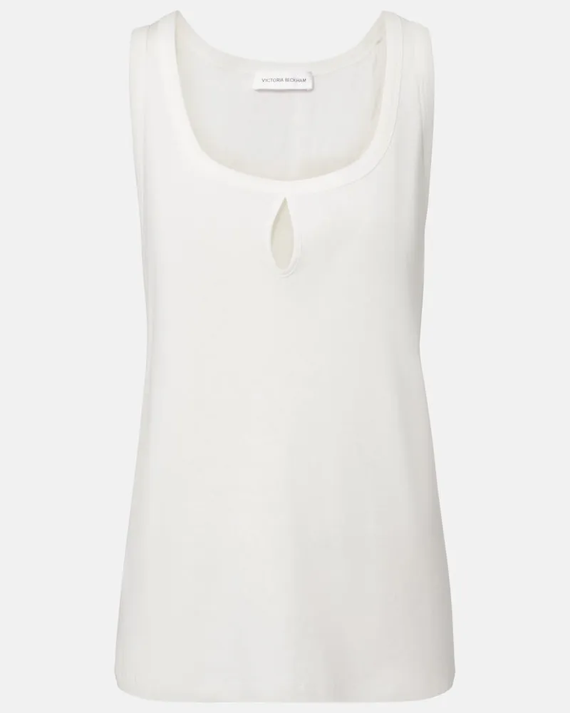 Victoria Beckham Tanktop Split aus Baumwolle und Leinen Weiß