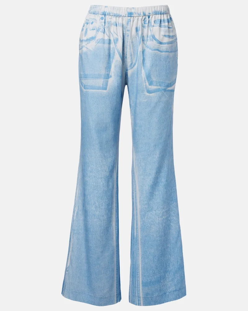 Acne Studios Bedruckte Weite Hose Blau