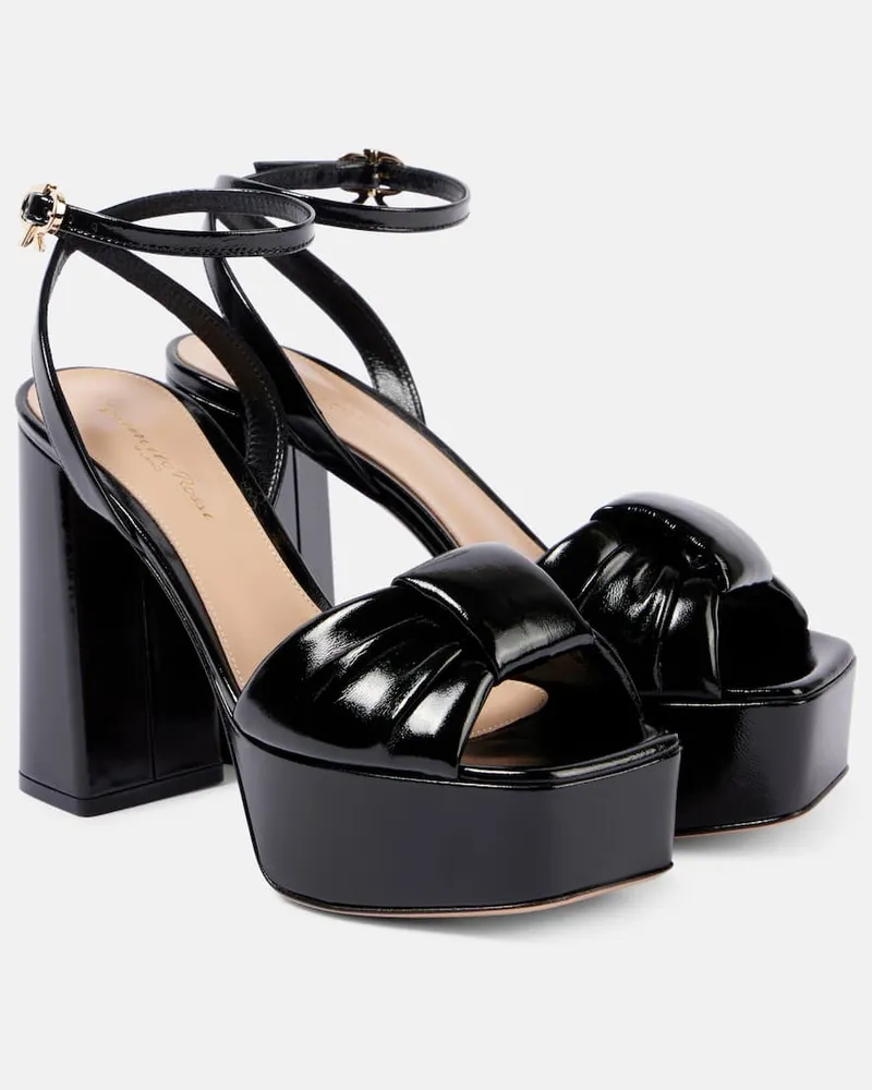 Gianvito Rossi Plateausandalen Paradì aus Lackleder Schwarz