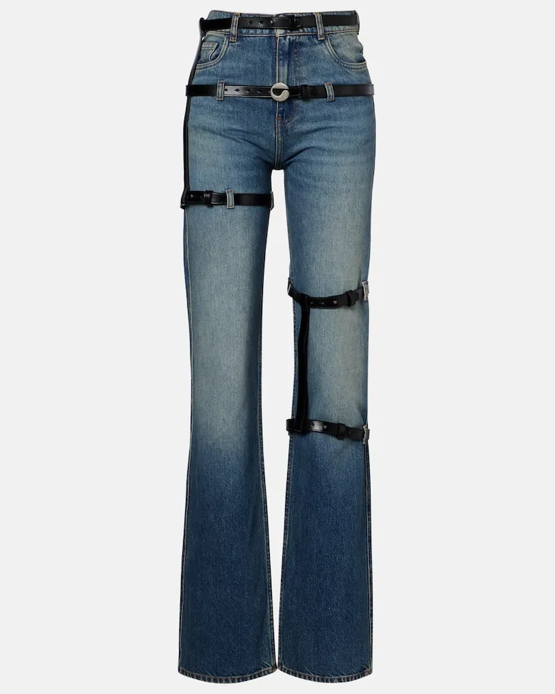 COPERNI Straight Jeans mit Leder Blau