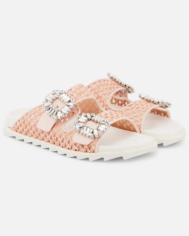 Roger Vivier Sandalen Slidy Viv mit Kristallen Rosa