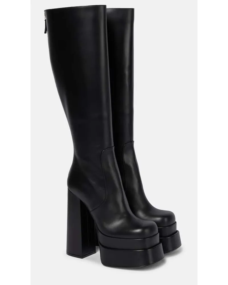 Versace Plateau-Stiefel aus Leder Schwarz