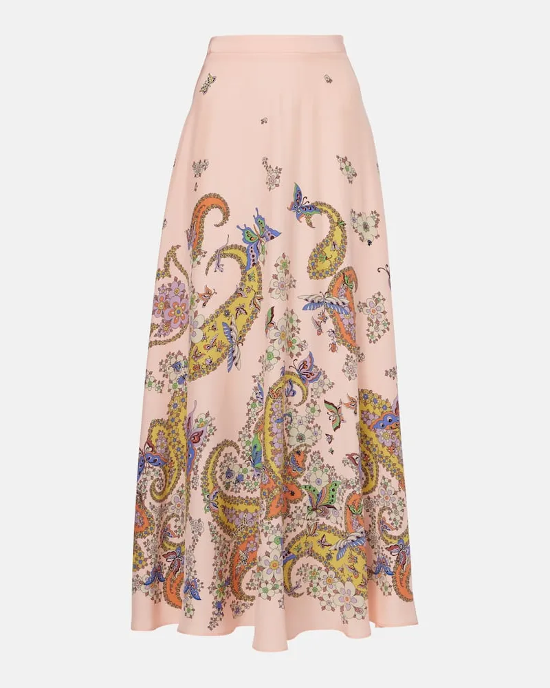 Etro Maxirock aus Crêpe de Chine aus Seide Rosa