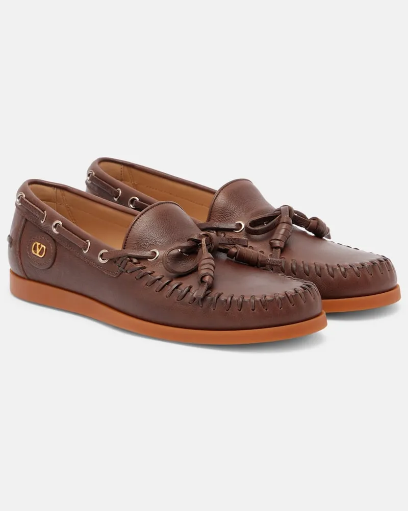 Valentino Garavani Segelschuhe Palm Avenue aus Leder Braun