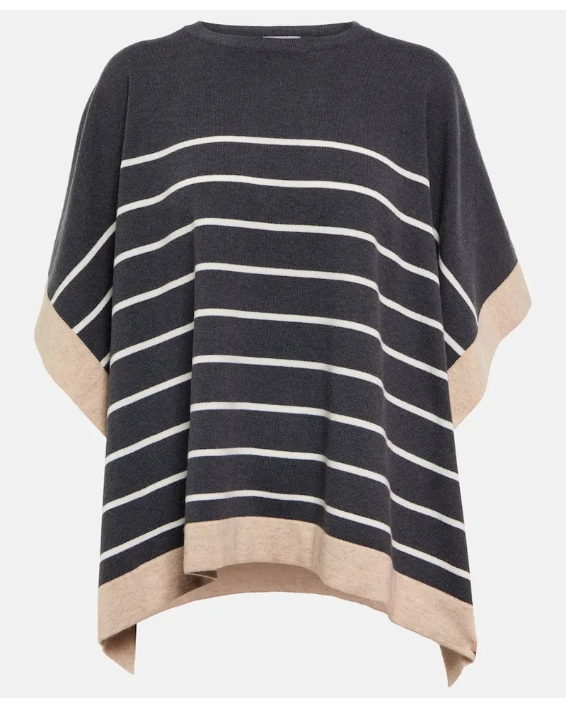 Brunello Cucinelli Poncho aus Wolle, Kaschmir und Seide Multicolor
