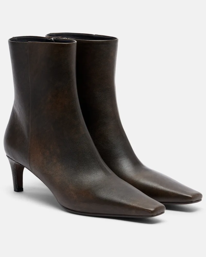 Brunello Cucinelli Ankle Boots Monili aus Leder Braun