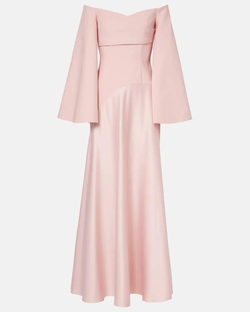 Solace London Off-Shoulder-Robe Rina aus Crêpe und Satin Rosa