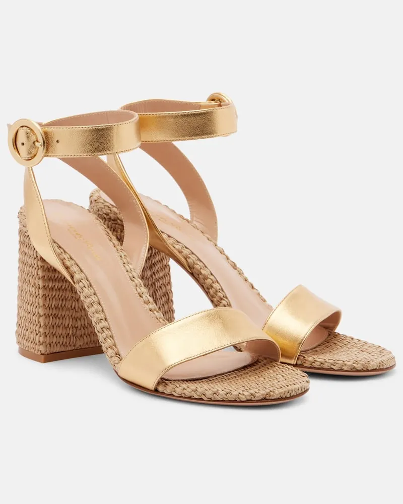 Gianvito Rossi Sandalen Luana 85 aus Metallic-Leder Gold