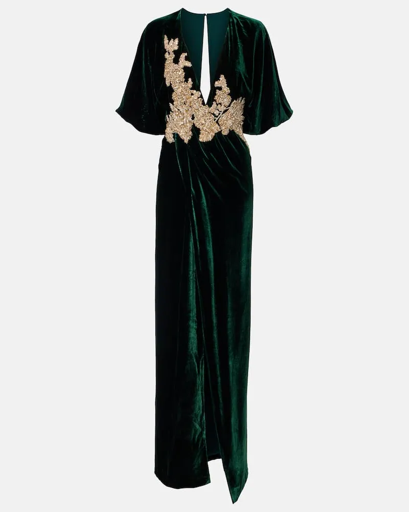 COSTARELLOS Maxikleid aus Samt Grün