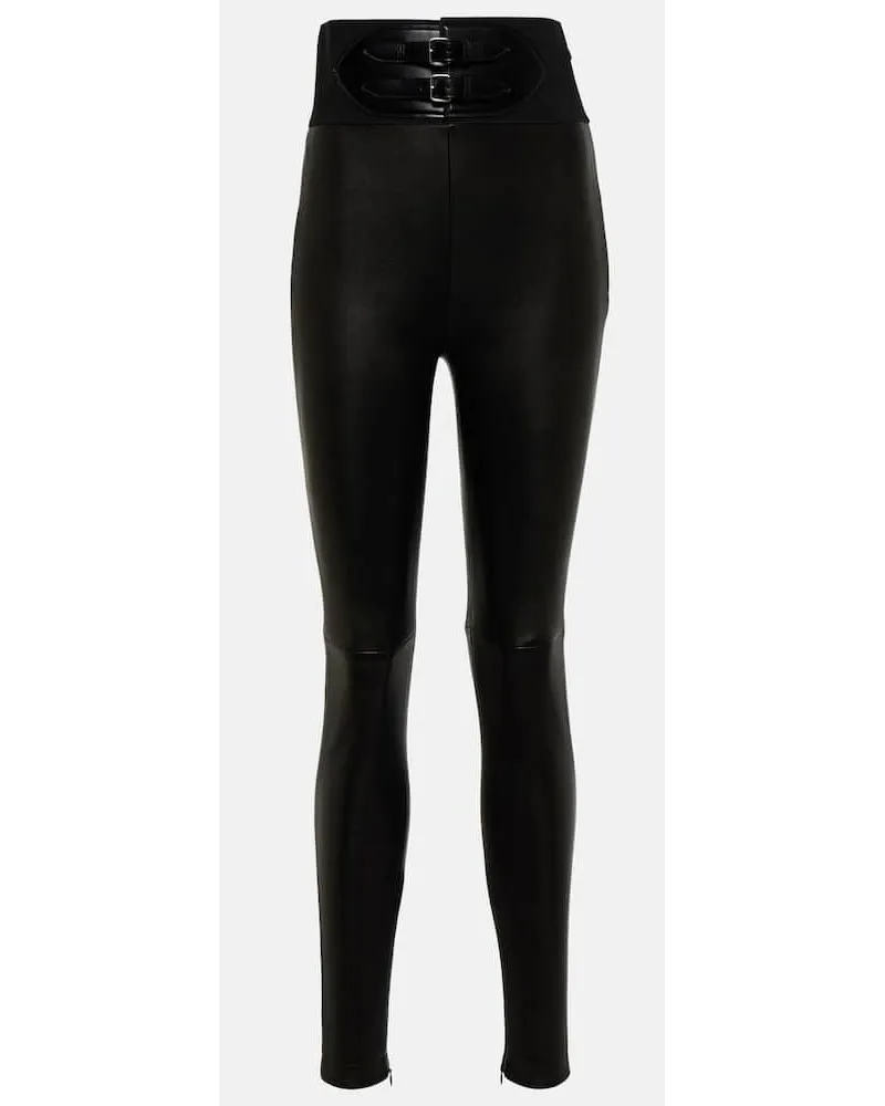 Alaïa Alaïa High-Rise Leggings aus Leder Schwarz