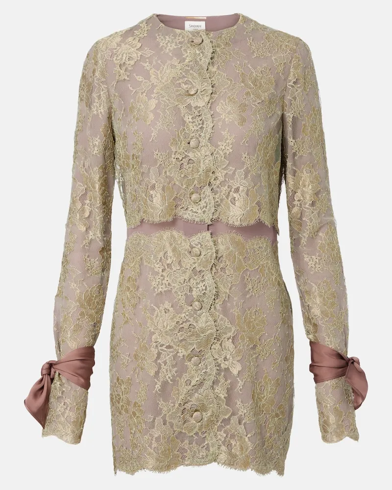 Saint Laurent Minikleid aus Spitze Gold
