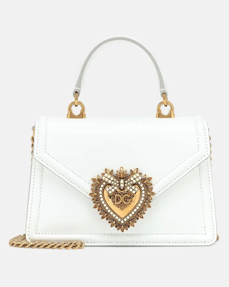 Dolce & Gabbana Verzierte Tote Devotion Small aus Leder Weiß