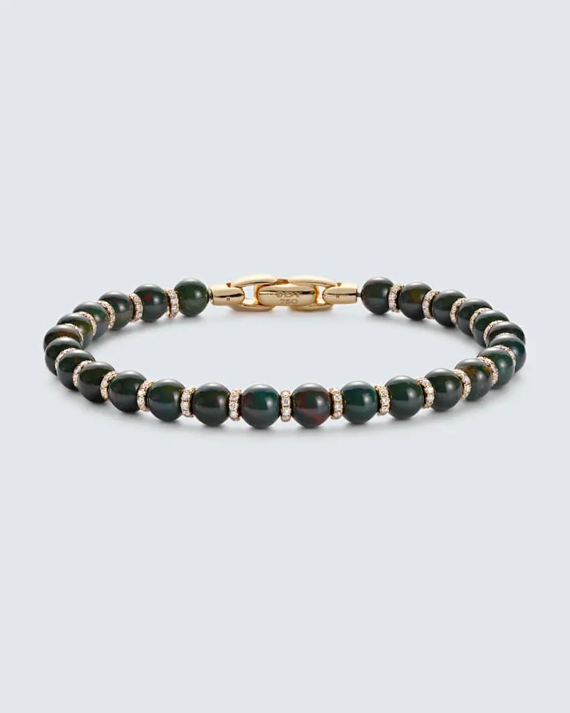 David Yurman Armband Spiritual aus Hämatit mit 18kt Gelbgold und Diamanten Schwarz