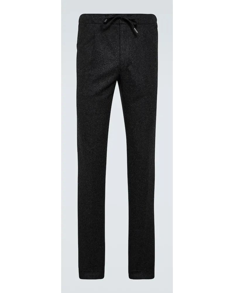 Thom Sweeney Schmale Hose aus Wollflanell Grau