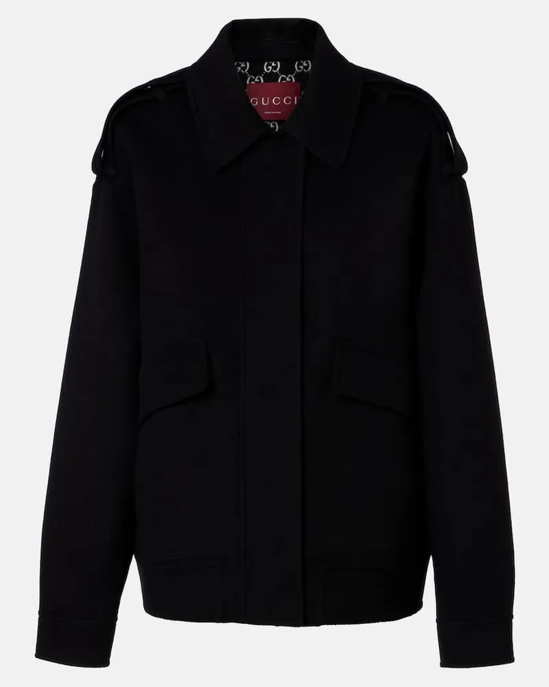 Gucci Bomberjacke aus Wolle Schwarz