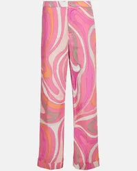 Emilio Pucci Gerade High-Rise-Hose Marmo aus Baumwolle Multicolor