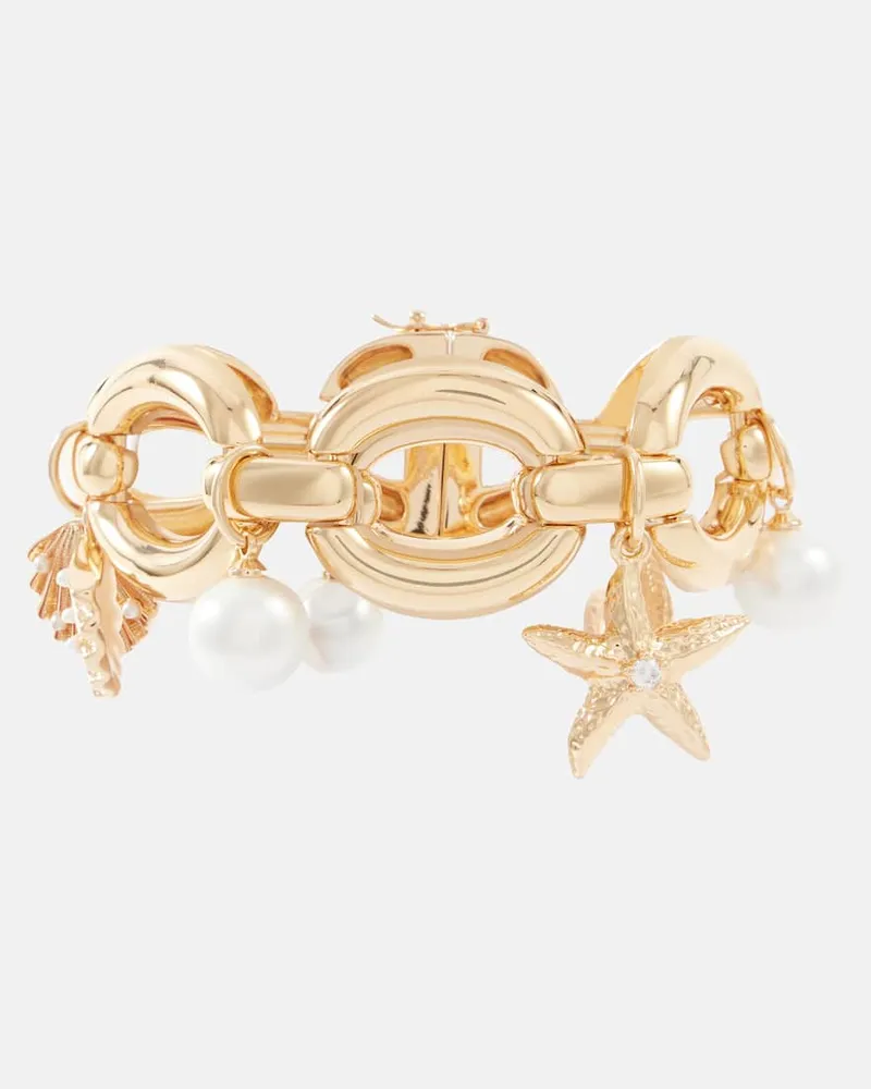 Self-Portrait Armband mit Zierperlen Gold