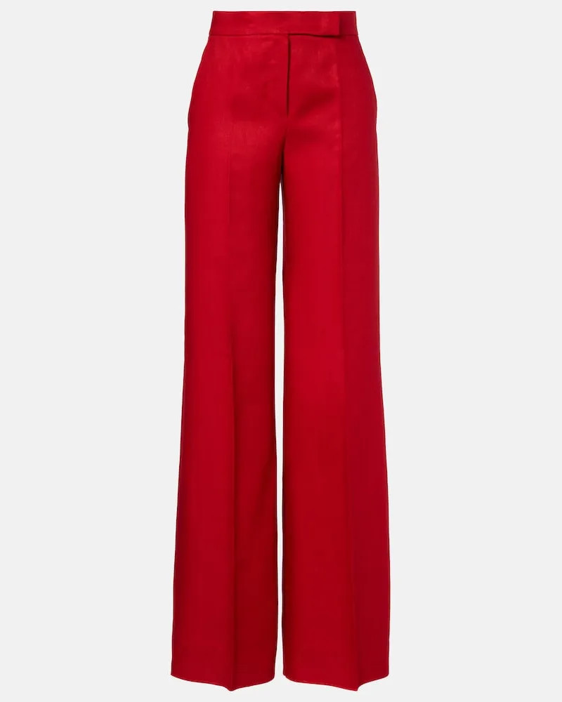 Max Mara Weite Hose Badesse aus Leinen Rot
