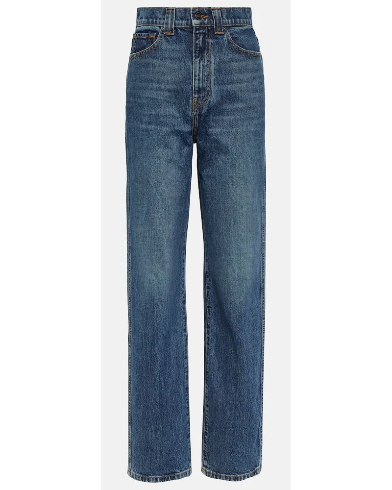 KHAITE High-Rise Straight Jeans Albi Blau