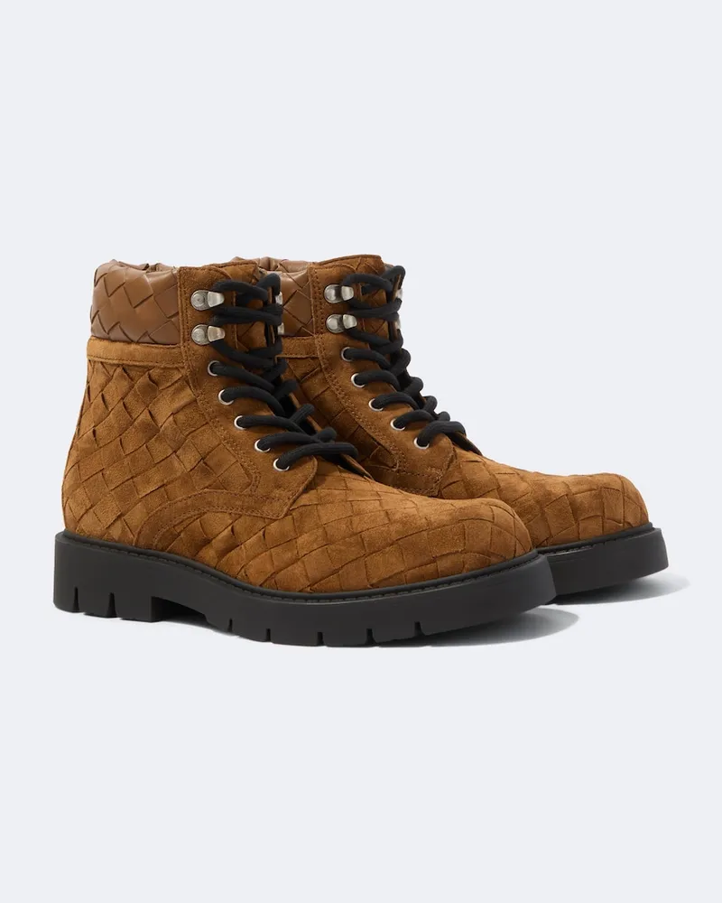 Bottega Veneta Schnürstiefel Haddock aus Veloursleder Braun