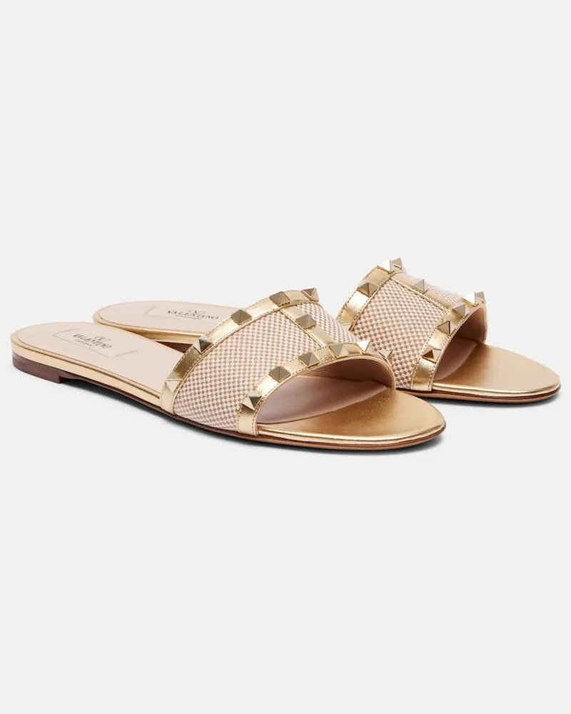 Valentino Garavani Pantoletten Rockstud mit Leder Nude