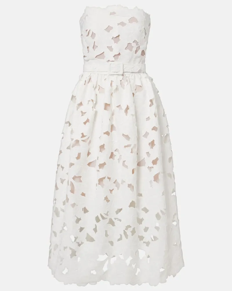 Oscar de la Renta Bustier-Kleid aus Spitze Weiß
