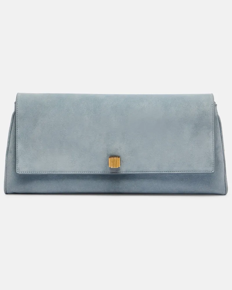 KHAITE Clutch Audrey aus Veloursleder Blau