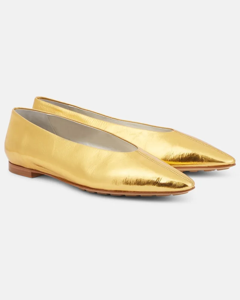 Bottega Veneta Ballerinas Sofia aus Metallic-Leder Gold