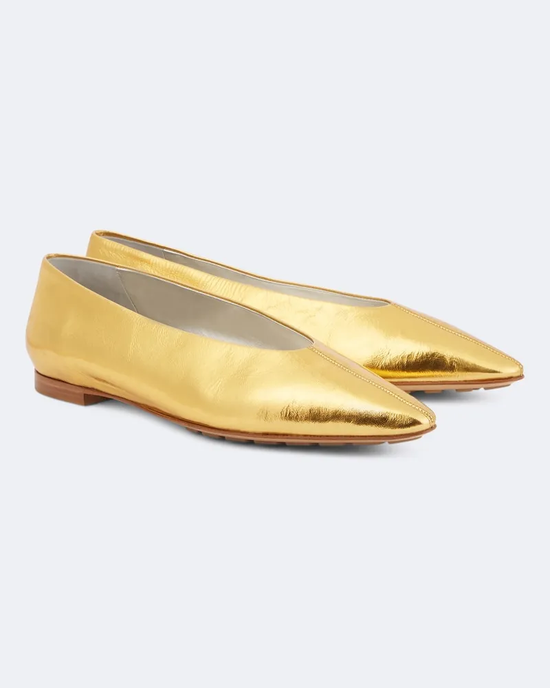 Bottega Veneta Metallic Ballerinas Sofia aus Leder Gold