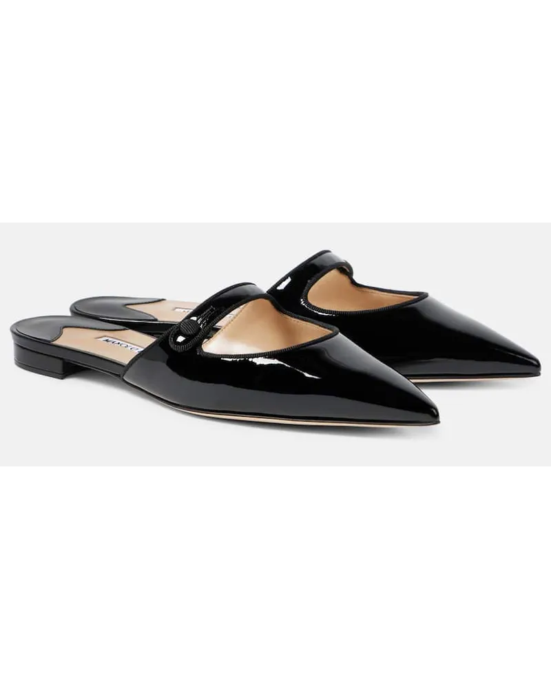 Manolo Blahnik Slippers Camparimu aus Lackleder Schwarz