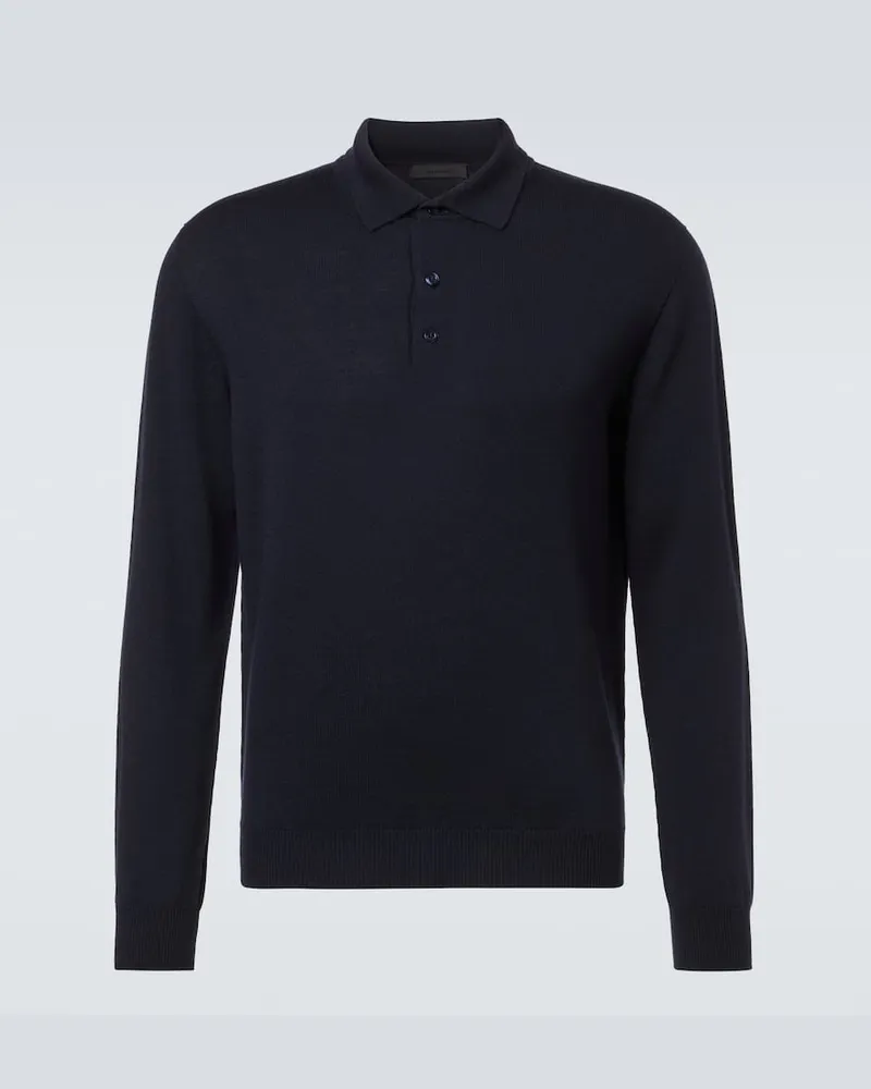 SAMAN AMEL Polopullover Allen aus Wolle Blau