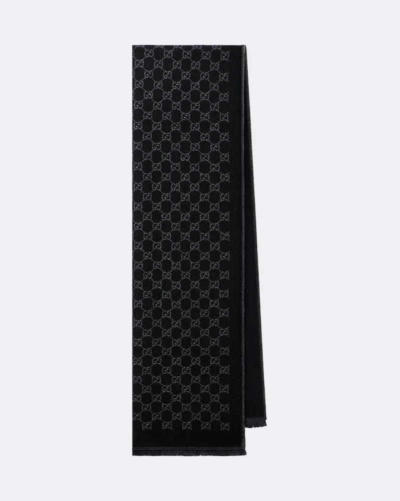 Gucci Schal GG aus einem Wollgemisch Schwarz