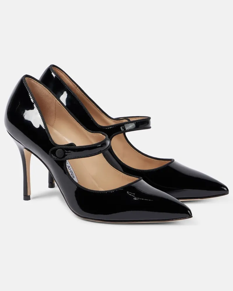 Manolo Blahnik Pumps Campari 90 aus Lackleder Schwarz