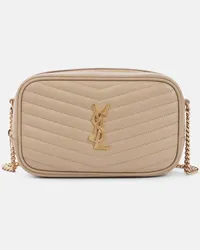 Saint Laurent Schultertasche Lou Mini aus Leder Beige