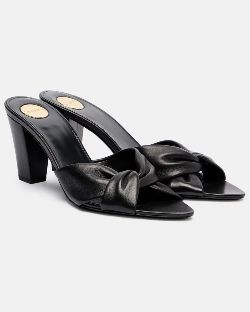 Saint Laurent Pantoletten Franciane 25 aus Leder Schwarz