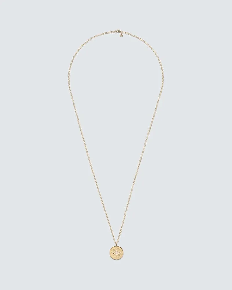 Sydney Evan Halskette Evil Eye aus 14kt Gelbgold mit Diamanten Gold