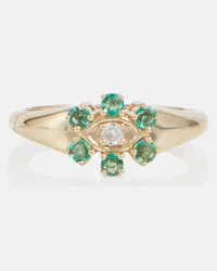 Sydney Evan Ring aus 14kt Gelbgold mit Diamant und Smaragden Gold