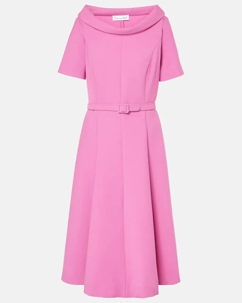Oscar de la Renta Midikleid aus einem Wollgemisch Rosa