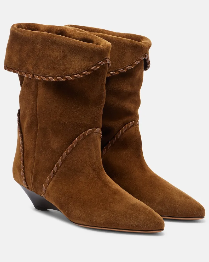 Isabel Marant Ankle Boots Edoa 45 aus Veloursleder Braun