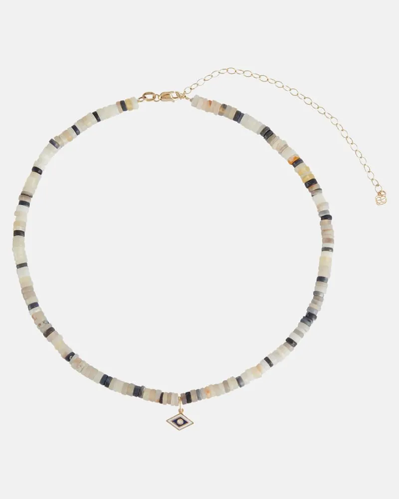 Sydney Evan Choker aus Opal mit 14kt Gelbgold, Emaille und Diamant Multicolor