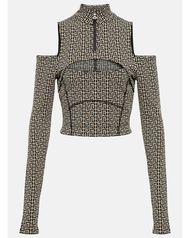 Balmain Cropped-Top aus einem Baumwollgemisch Multicolor