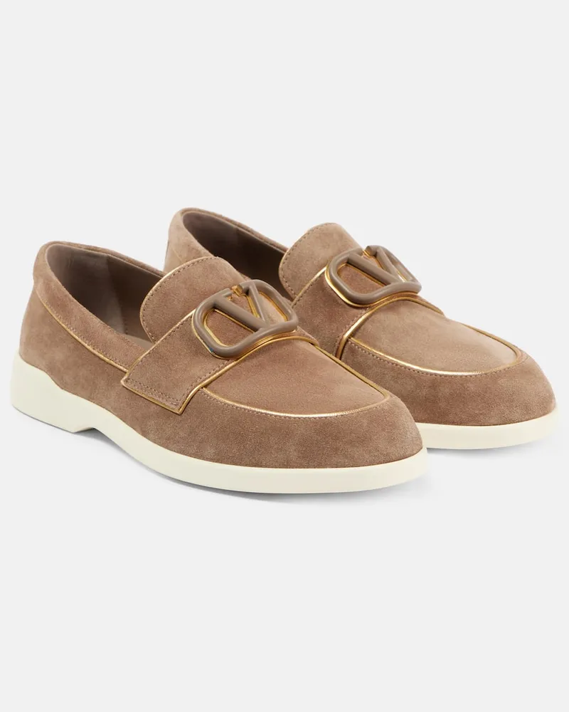 Valentino Garavani Loafers Leisure Flows aus Veloursleder Braun
