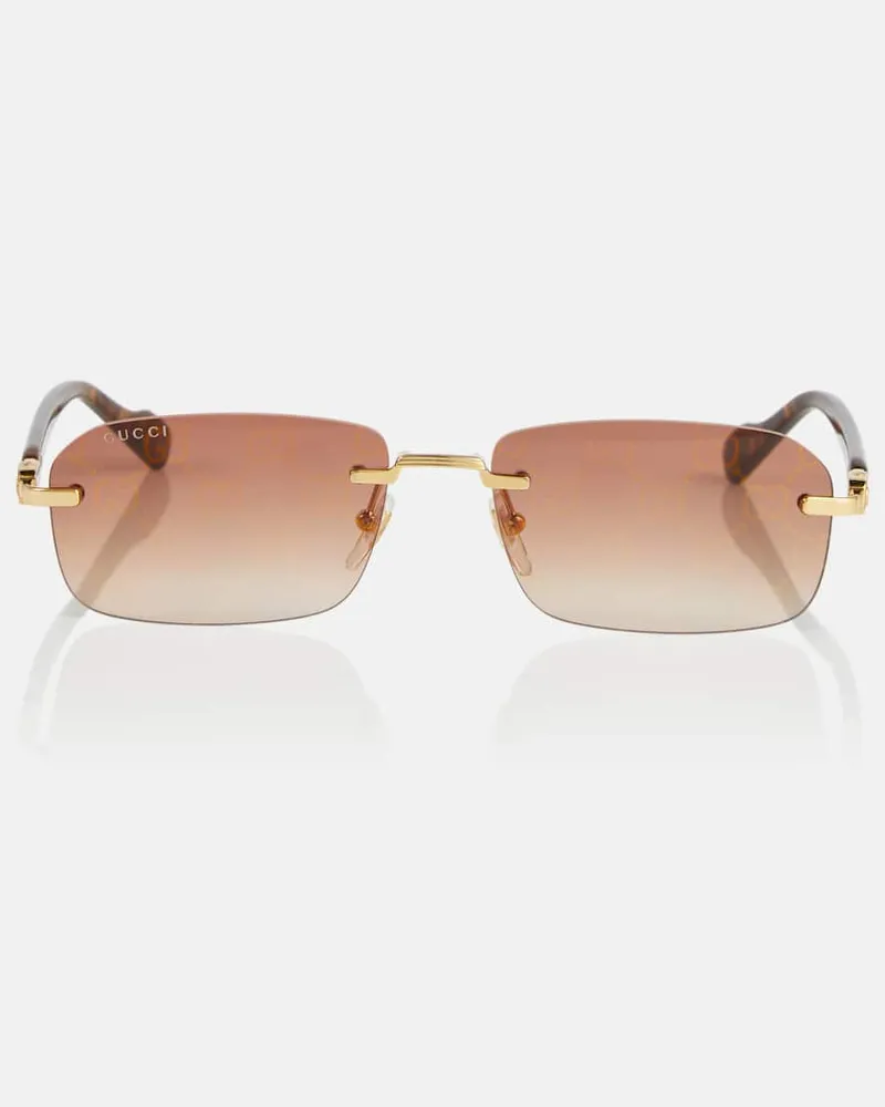 Gucci Eckige Sonnenbrille GG Braun
