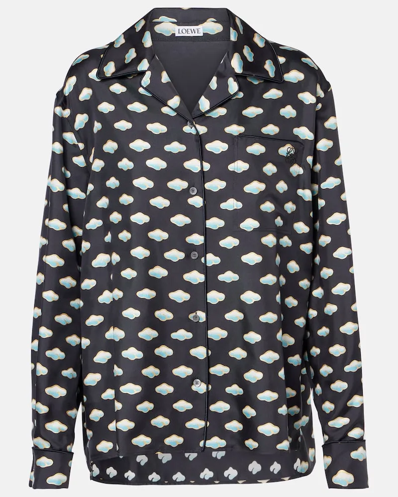 Loewe Hemd Clouds aus Seiden-Twill Blau