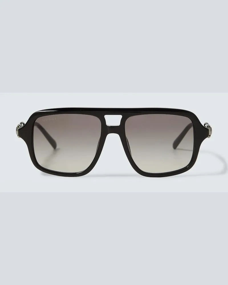Gucci Aviator-Sonnenbrille Horsebit Schwarz